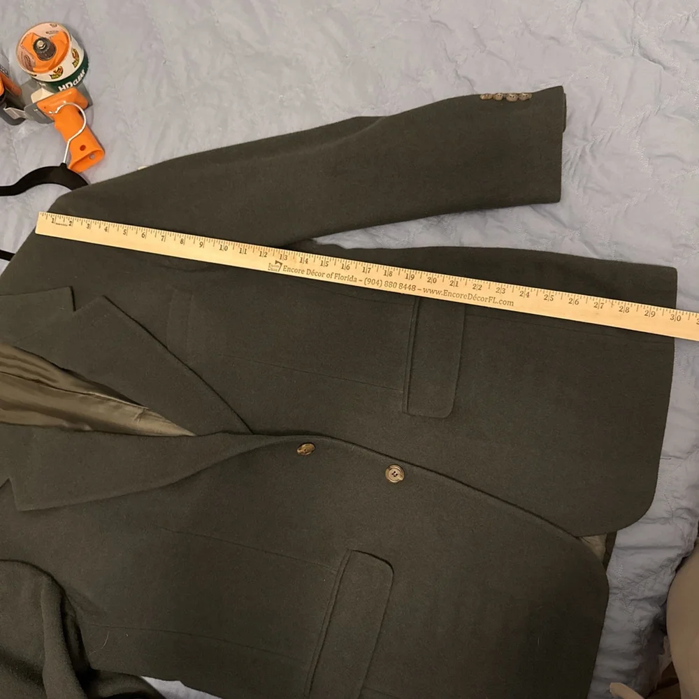 Vintage Bill Blass Men’s 100% Camel Hair Sport Coat Forest Green, Parisian, 40R